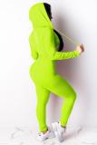 Fluorescent green Sexy Solid Patchwork Straight Long Sleeve