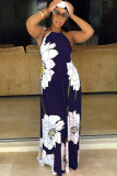 Yellow Sexy Fashion Tank Sleeveless O neck A-Line Floor-Length Print Patchwork 