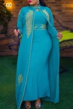 White Hot Drill Mandarin Collar Long Sleeve Longline Cardigan Muslim Dubai Robe And Maxi Dress Vacation Plus Size Two Pieces Dress Sets