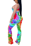 multicolor Fashion Sexy Draped Patchwork Print Sleeveless Slip 