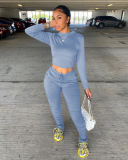 Yellow Fashion Solid pencil Long Sleeve Two Pieces