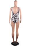 Black backless Print Patchwork Sexy Fashion One-Piece Swimwear