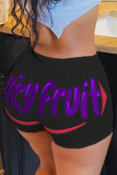 Blue Elastic Fly Low Print Straight shorts Bottoms