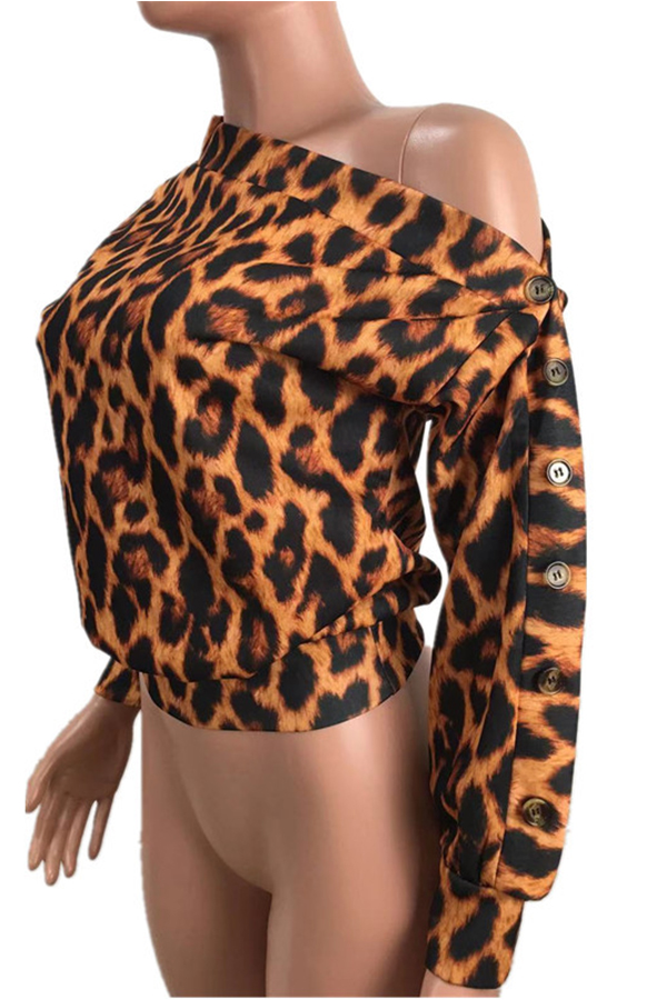 And The Why Leopard Foil Printed Half Sleeve Summer Sweater