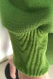 Army Green adult Casual Fashion Cap Sleeve Long Sleeves V Neck Lantern skirt Knee-Length Patchwork Embro