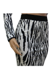 Black and white Sexy Two Piece Suits Patchwork Striped Hip skirt Long Sleeve Two-Piece Dress
