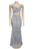 Blue adult Sexy Fashion Off The Shoulder Sleeveless Slip Pencil Dress Floor-Length backless Pri