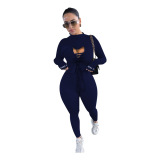 Army Green Sexy Solid Patchwork O Neck Long Sleeve Two Pieces