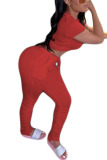 Pink Fashion adult Ma'am Street Solid Draped Two Piece Suits pencil Long Sleeve Two Pieces