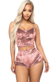 purple Sexy Solid Two Piece Suits Straight Sleeveless