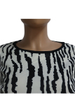 Black and white Sexy Two Piece Suits Patchwork Striped Hip skirt Long Sleeve Two-Piece Dress