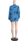 Green cardigan Long Sleeve Solid Print Newspaper Blouses & Shirts