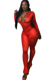 Green street Solid zipper Milk. Long Sleeve O Neck Jumpsuits