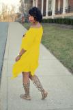 Orange adult Fashion Sexy One Shoulder Long Sleeves one shoulder collar Swagger Mid-Calf Print Ch