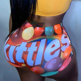 multicolor Elastic Fly Low Print Straight shorts Bottoms