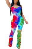 multicolor Fashion Sexy Draped Patchwork Print Sleeveless Slip 