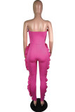 rose red Fashion Sexy stringy selvedge Patchwork Solid Sleeveless Wrapped Jumpsuits