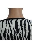 Black and white Sexy Two Piece Suits Patchwork Striped Hip skirt Long Sleeve Two-Piece Dress