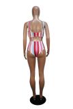 Multi-color Patchwork backless Print Sexy Fashion Bikinis Set
