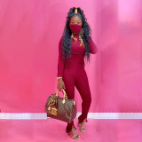 Black Sexy Casual Blends Solid Draw String Slit Fold Half A Turtleneck Long Sleeve Regular Sleeve Short Two Pieces