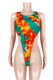 Pink Fashion adult Sexy contrast color Patchwork Tie Dye Print Gradient pencil Sleeveless