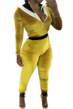 Red Sexy Solid Patchwork Long Sleeve O Neck Jumpsuits