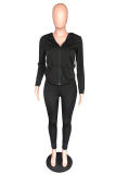Army Green Fashion adult Active Casual Lightly cooked Zippered Two Piece Suits pencil Long Sleeve