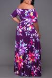 purple Lightly cooked One word collar Floral Print Floral