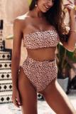 Fluorescent green Nylon Patchwork Print Two Piece Suits adult Fashion Sexy Bikinis Set