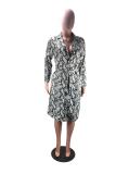 Silver cardigan serpentine Print Print Long Sleeve Coats & Cardigan