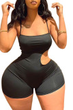 White Sexy Solid Hollowed Out Spaghetti Strap Skinny Rompers