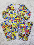 Blue Living Print V Neck Skinny Jumpsuits