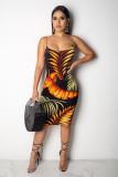 Multi-color Sexy Fashion Floral asymmetrical Print Two Piece Suits Regular Long Sleeve Two-Piece Dres