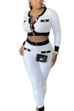 Blue Street Geometric Patchwork O Neck Long Sleeve Regular Sleeve Short Two Pieces