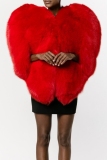 Red Formal Evening Party Prom Heart-Shaped Faux Fox Fur Cape Coats
