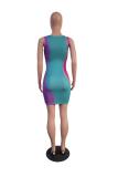 Yellow Sexy Fashion Tank Sleeveless Asymmetrical Collar Sheath Mini Bloom Character lip asymmetri