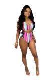 Multi-color Patchwork backless Print Sexy Fashion Bikinis Set