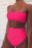 Fluorescent green Nylon Patchwork Print Two Piece Suits adult Fashion Sexy Bikinis Set