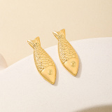 Gold Casual Cartoon Metal Fish Earrings