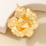 Gold Metal Multi-Layered Large Flower Ring