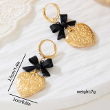 Gold Bow Decor Metal Heart  Earrings Pendant