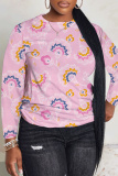 Pink Casual Graphics Print O Neck Long Sleeve T-shirt Tops
