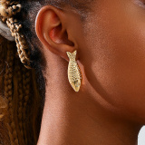 Gold Casual Cartoon Metal Fish Earrings