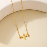 Gold Metal Airplane Pendant Chains Necklaces