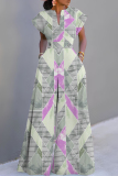 Colorful Casual Graphics Print V Neck Short Sleeve Vacation Wide Leg Jumpsuits