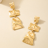 Gold Metal Geometric Tassel Long Earrings