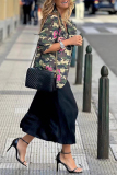 Multicolor Casual Camouflage Print Turn-back Collar Cardigan Blazer Jackets