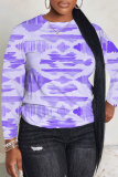 Pink Casual Graphics Print O Neck Long Sleeve T-shirt Tops