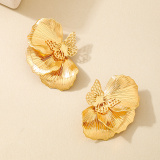 Gold Casual Metal Hollow Butterfly Petal Earrings