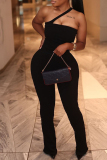 Black Sleeveless Backless Strapless Formal Evening Party Prom Skinny Jumpsuits